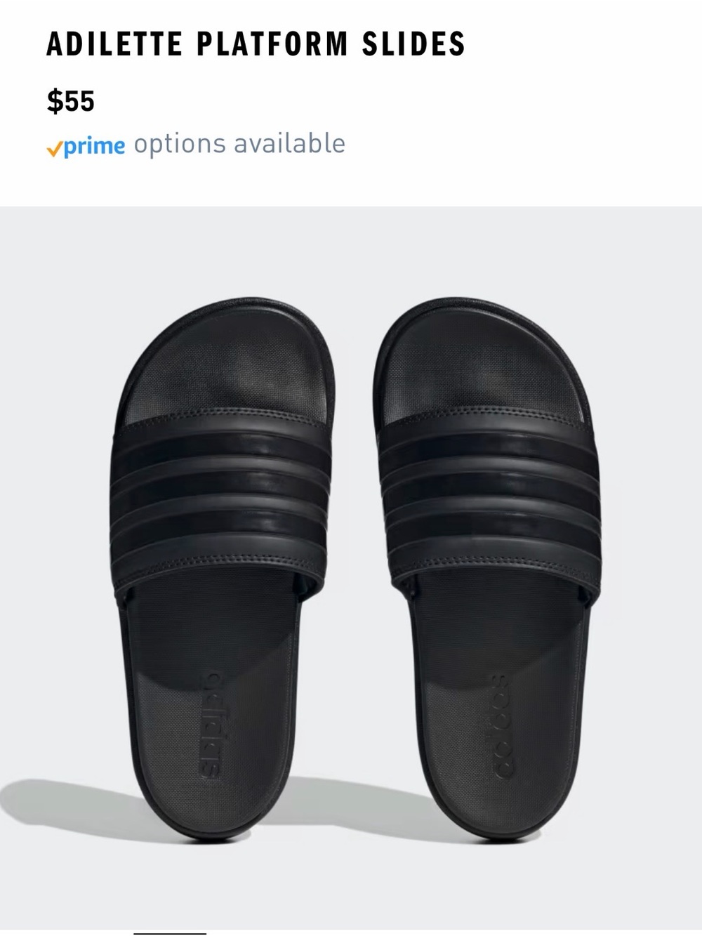 adidas Black Adilette Platform Slide Sandals Size 6 - Picture 4 of 14
